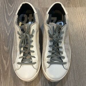 P448 White and Gray Women's Athletic Shoes size 39 with grey glitter sides